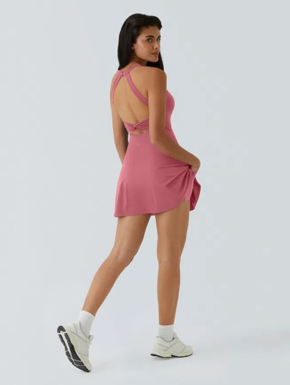 NWT Halara Airy Backless Twist Active Dress In Begonia Rose Easy Peezy Longer - Picture 8 of 12
